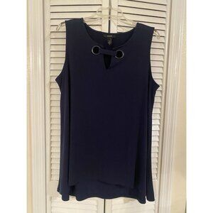 Alfani Women's Sleeveless Blue Tunic Top Blouse Sz XL Career Minimalist Stretchy